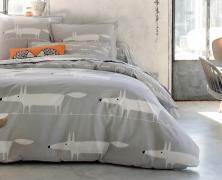 Постельное белье Blanc des Vosges Mr Fox Gris 1.5 спальное 155х200 перкаль - основновное изображение