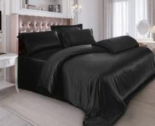 Постельное белье Luxe Dream Silk Cotton Black семейное 2/150x200 шёлк/хлопок в интернет-магазине Posteleon