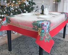 Круглая новогодняя скатерть Vingi Ricami Santa Klaus 22 Ø180 гобелен в интернет-магазине Posteleon