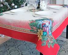 Новогодняя скатерть Vingi Ricami Santa Klaus 22 140х240 гобелен - фото 1