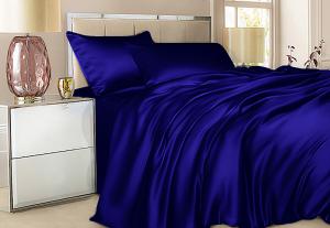 Постельное белье Luxe Dream Синий семейное 2/140x205 шёлк - основновное изображение