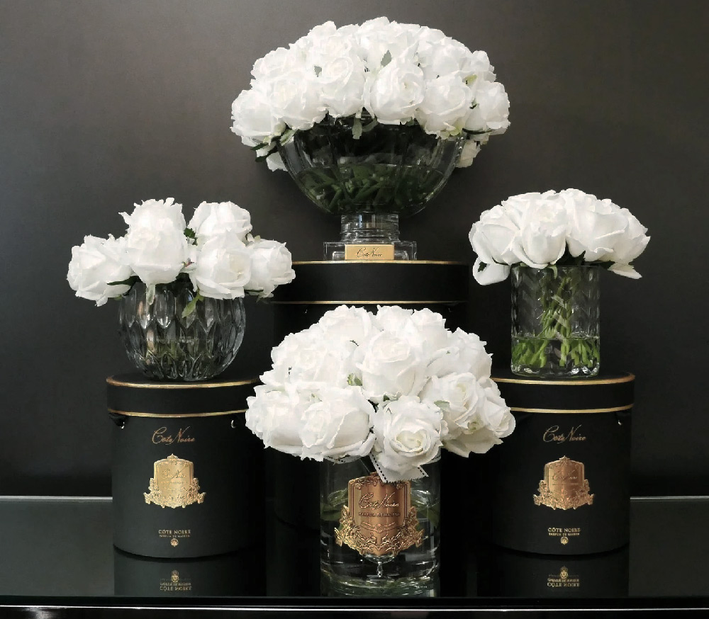 Ароматизированный букет Cote Noire Centerpiece Rose Buds White