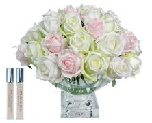 Ароматизированный букет Cote Noire Centerpiece Rose Buds Green&Pink&White в интернет-магазине Posteleon